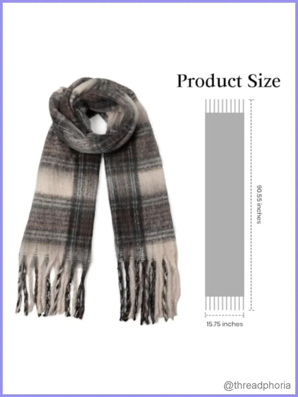 Oversized Mohair Feel Plaid Scarf Women Warm Winter Wrap Shawl
